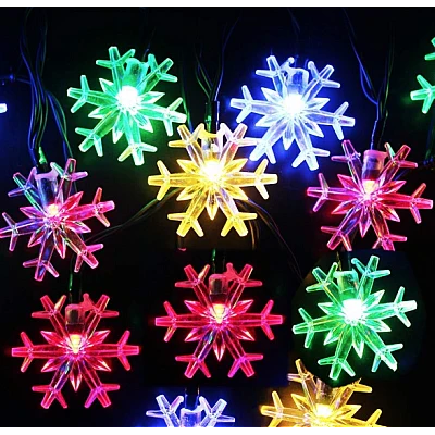 Instalatie Solara cu LED, 7 metri cu 50 fulgi de nea cristal