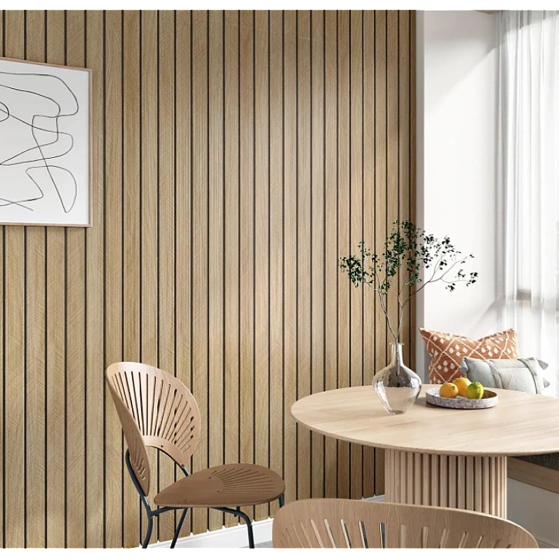 Tapet decorativ autoadeziv, aspect lemn vertical, 30x60cm, model 3D modern, pentru perete interior