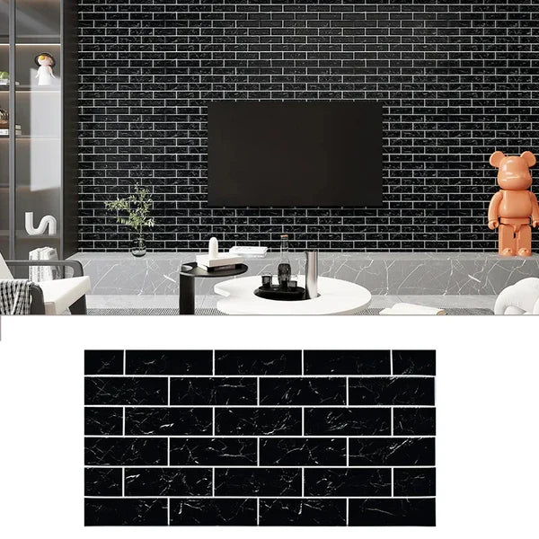 Placa autoadeziva decorativa 30x60 pentru perete, model caramida neagra