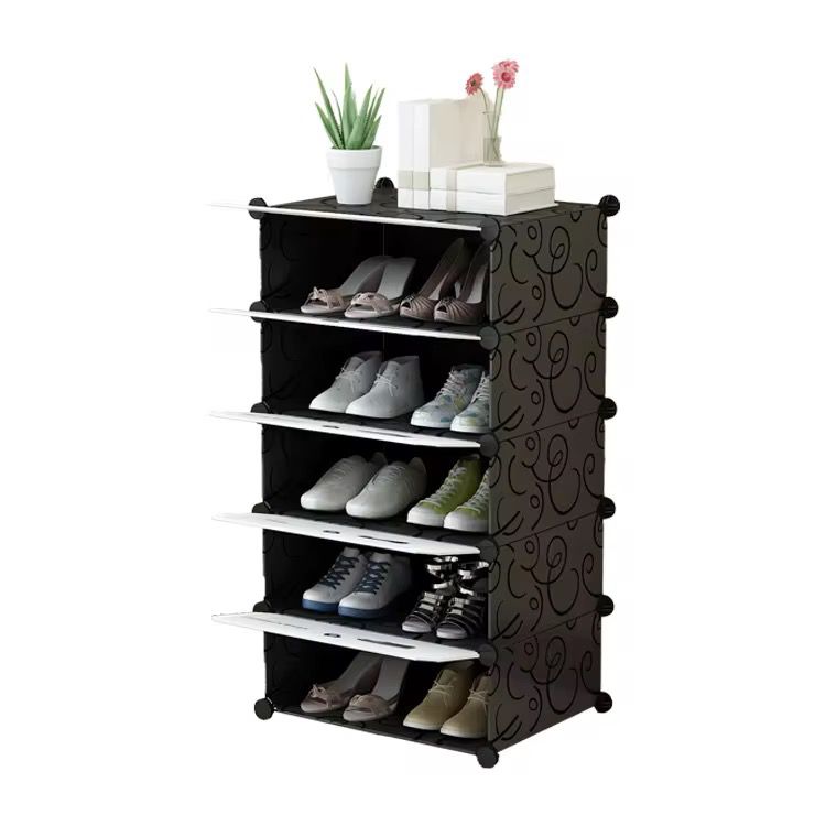 Dulapr Modular pentru Incaltaminte, cu 5 Niveluri, Design Portabil cu Usi, 85 x 47 x 37cm