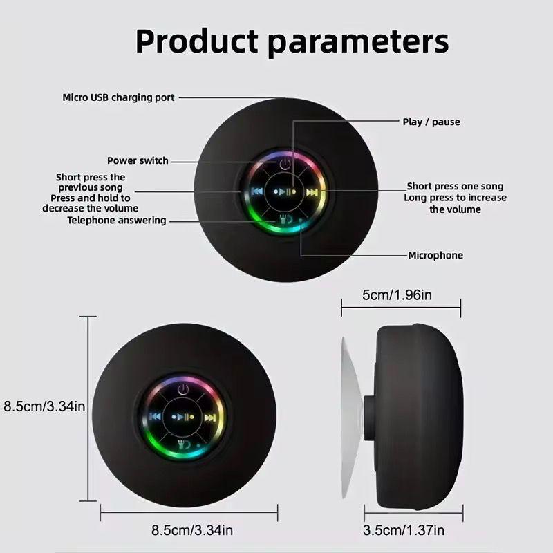 Boxa Portabila Mini Rezistenta Apa Bass Puternic cu Microfon Incorporat si Lumini LED - detaliu produs