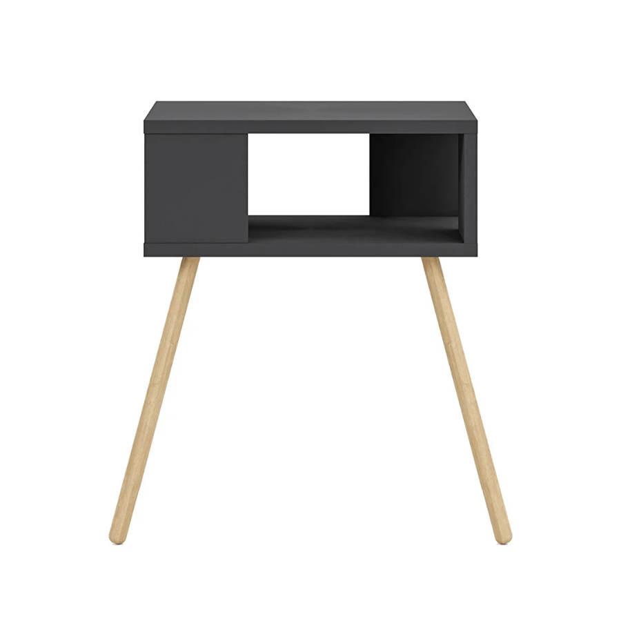 Noptiera cu picioare din lemn si raft deschis, 44 x 29 x 18 cm, stil scandinav modern