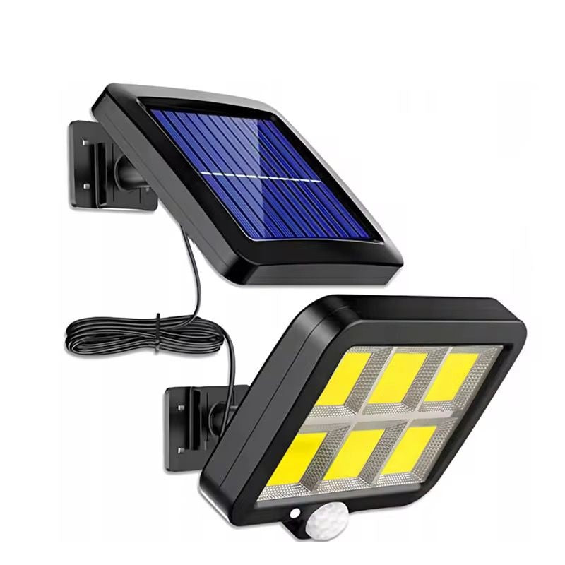 Lampa solara LED cu telecomanda, ajustabila, 6 COB LED, senzor miscare si lumina, baterie 2400 mAh, cablu 5 m, rezistenta la apa, negru