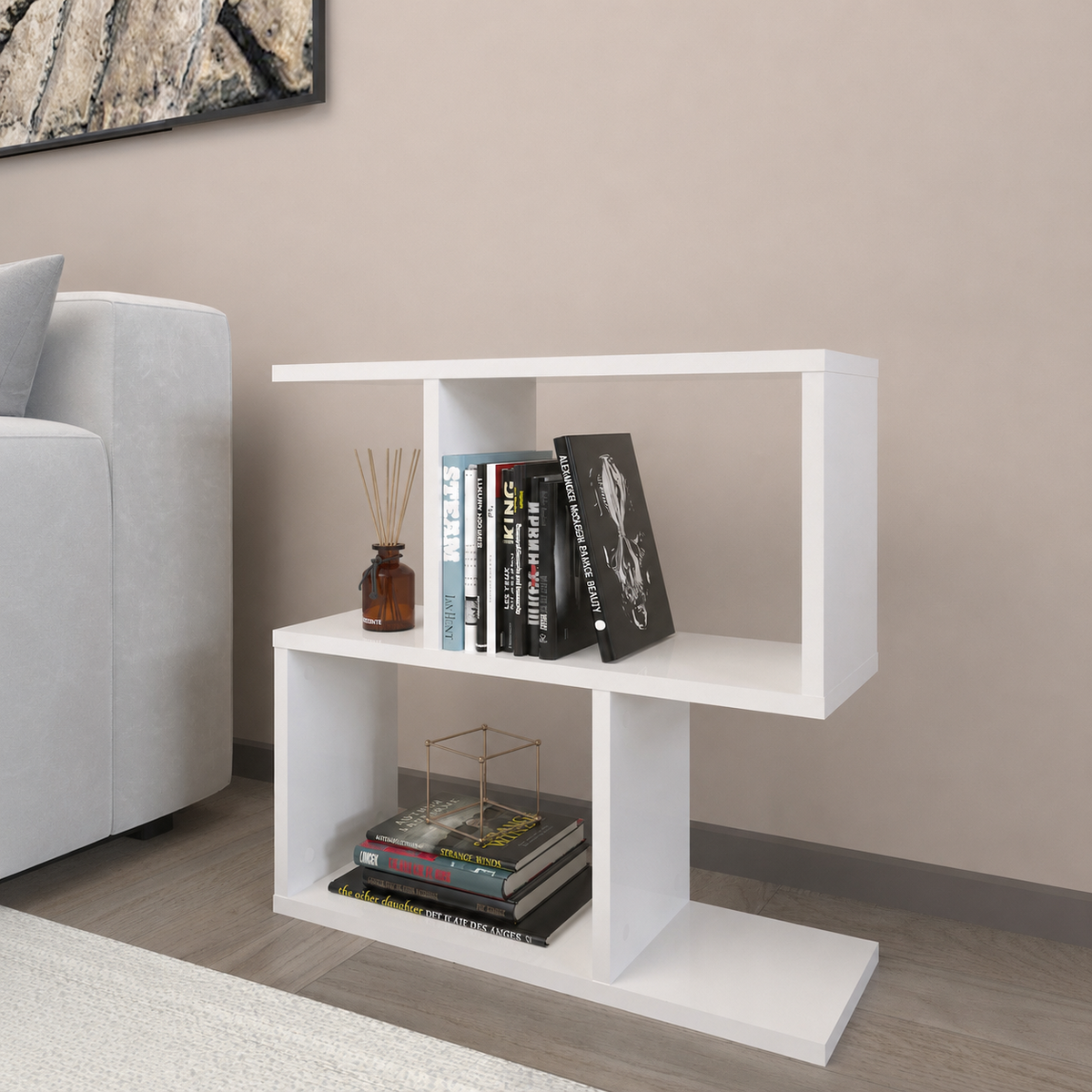 Masuta laterala cu rafturi pentru carti, 60 x 20 x 59,4 cm