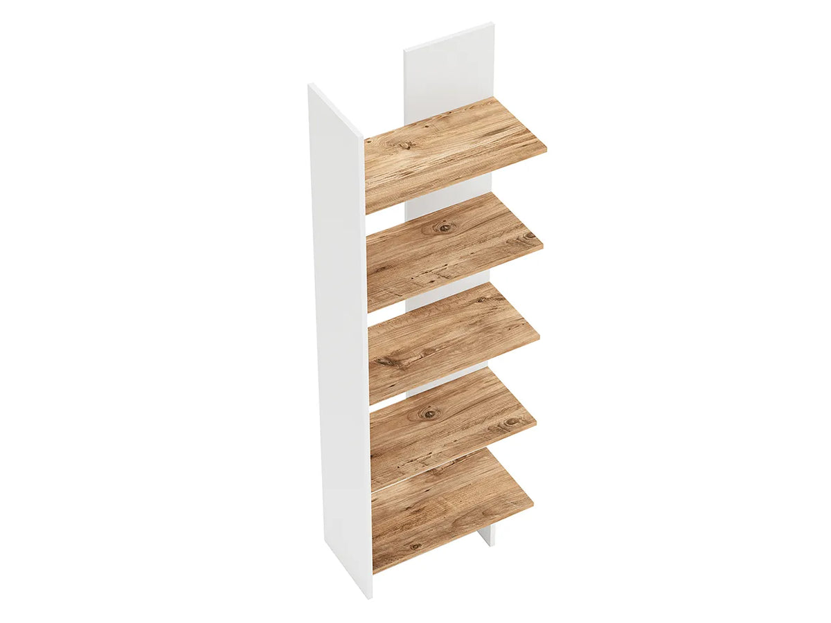 Raft Biblioteca Asimetric 5 Polite MDF Negru Decorativ Perete - detaliu produs