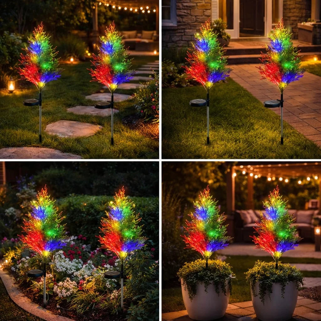 Set 2 x Copac Solar Model Tuia 70 Ramuri 80cm cu LED Multicolor Panou Solar - detaliu produs