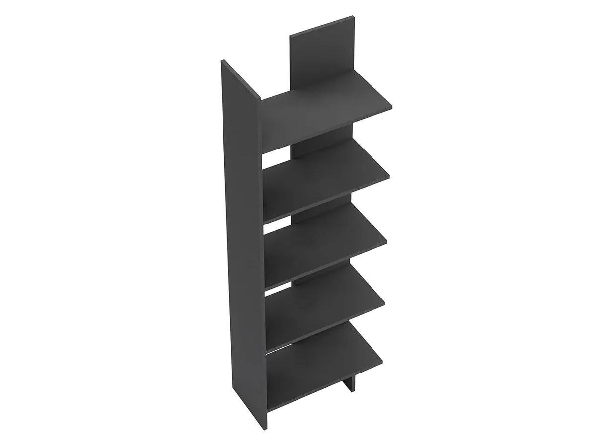 Raft Biblioteca Asimetric 5 Polite MDF Negru Decorativ Perete - detaliu produs