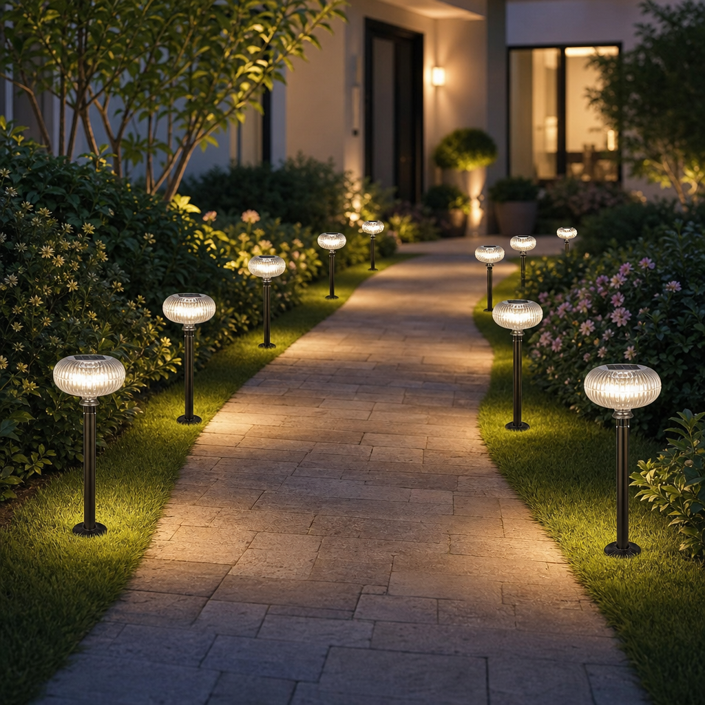 Lampa Solara LED Cilindrica Moderna Aluminiu PC Lumina Gradina Exterior 90lm - in context de utilizare