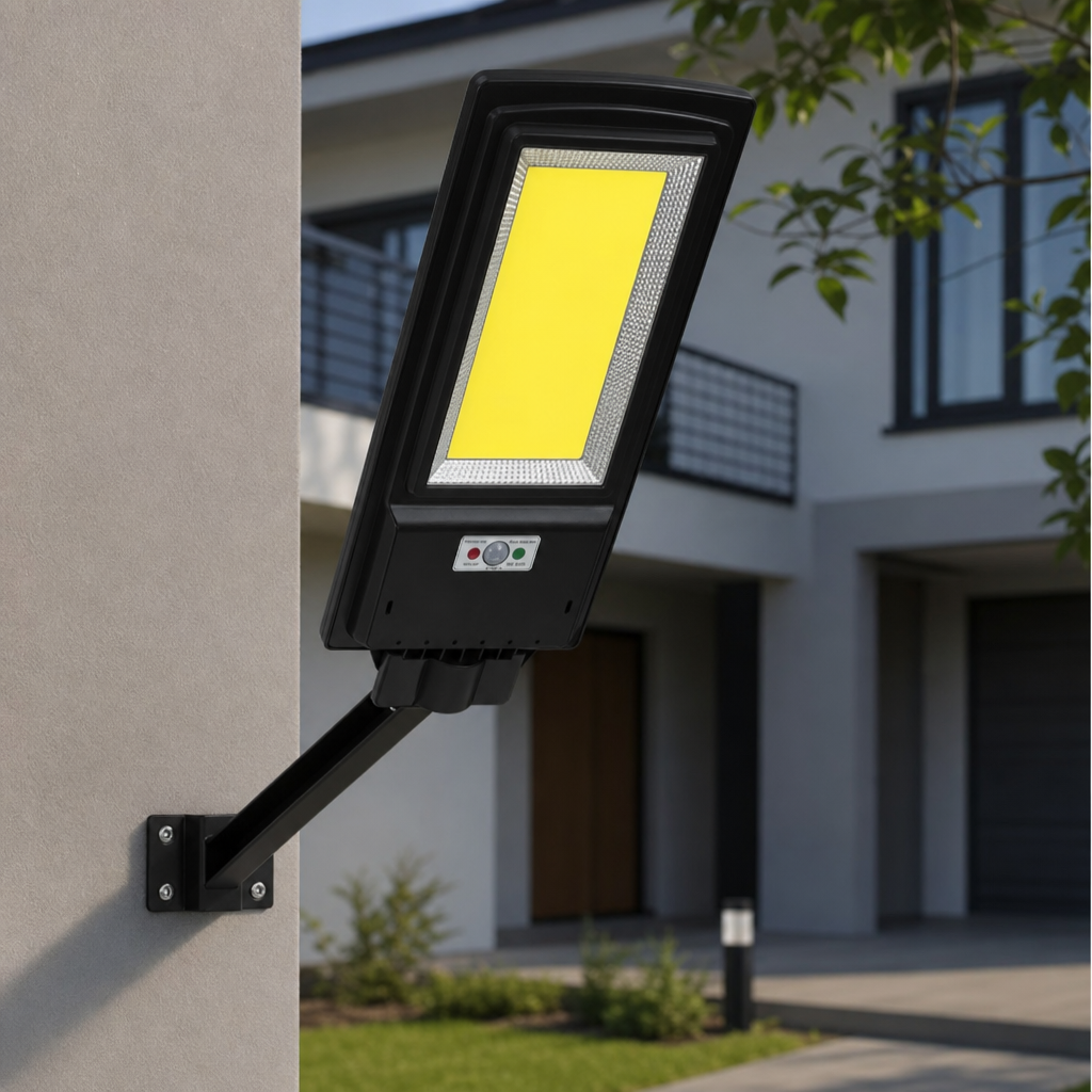 Lampa Solara Stradala LED COB 400W cu Senzor Lumina Miscare Telecomanda - in context de utilizare