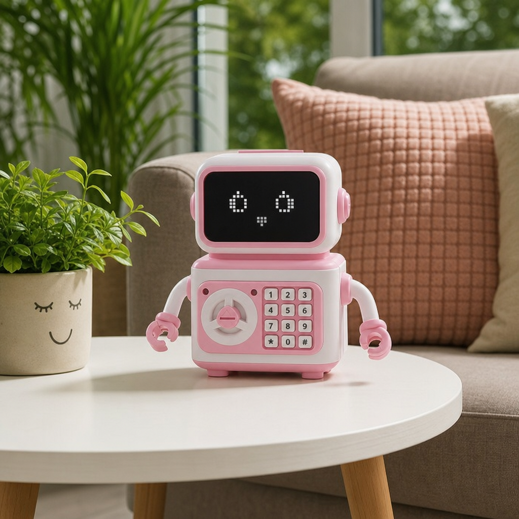 Pusculita Electronica Robot Seif Cod Cheie Lumini Muzica Jucarie Copii - in context de utilizare