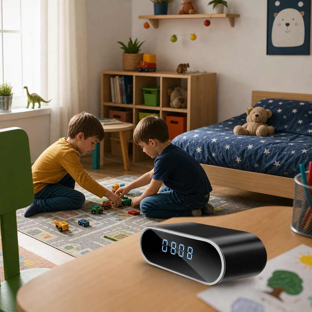 Camera Mini WIFI in Ceas de Birou Full HD Night Vision Inregistrare Audio-Video Activare Miscare - in context de utilizare