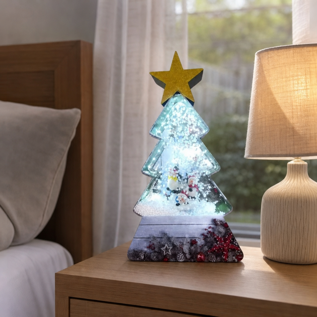 Brad Decorativ Craciun cu Muzica si Lumini LED Zapada Mobila Decoratiune Masa Festiva - in context de utilizare