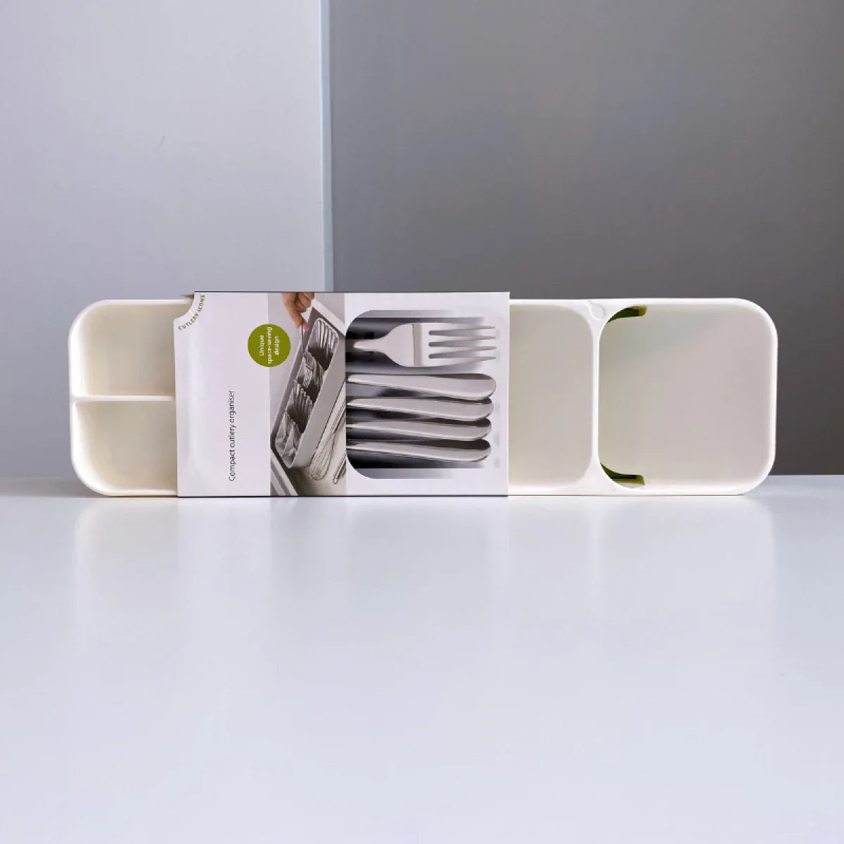 Organizator pentru tacamuri, 5 compartimente, 39.8 cm, Alb