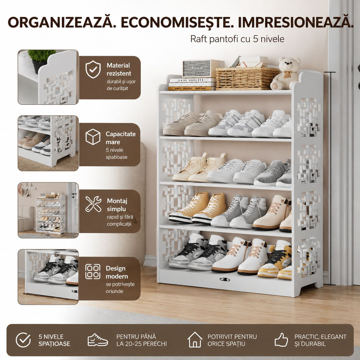 Raft Pantofi 5 Nivele Organizare Incaltaminte Depozitare Casa - imagine principala