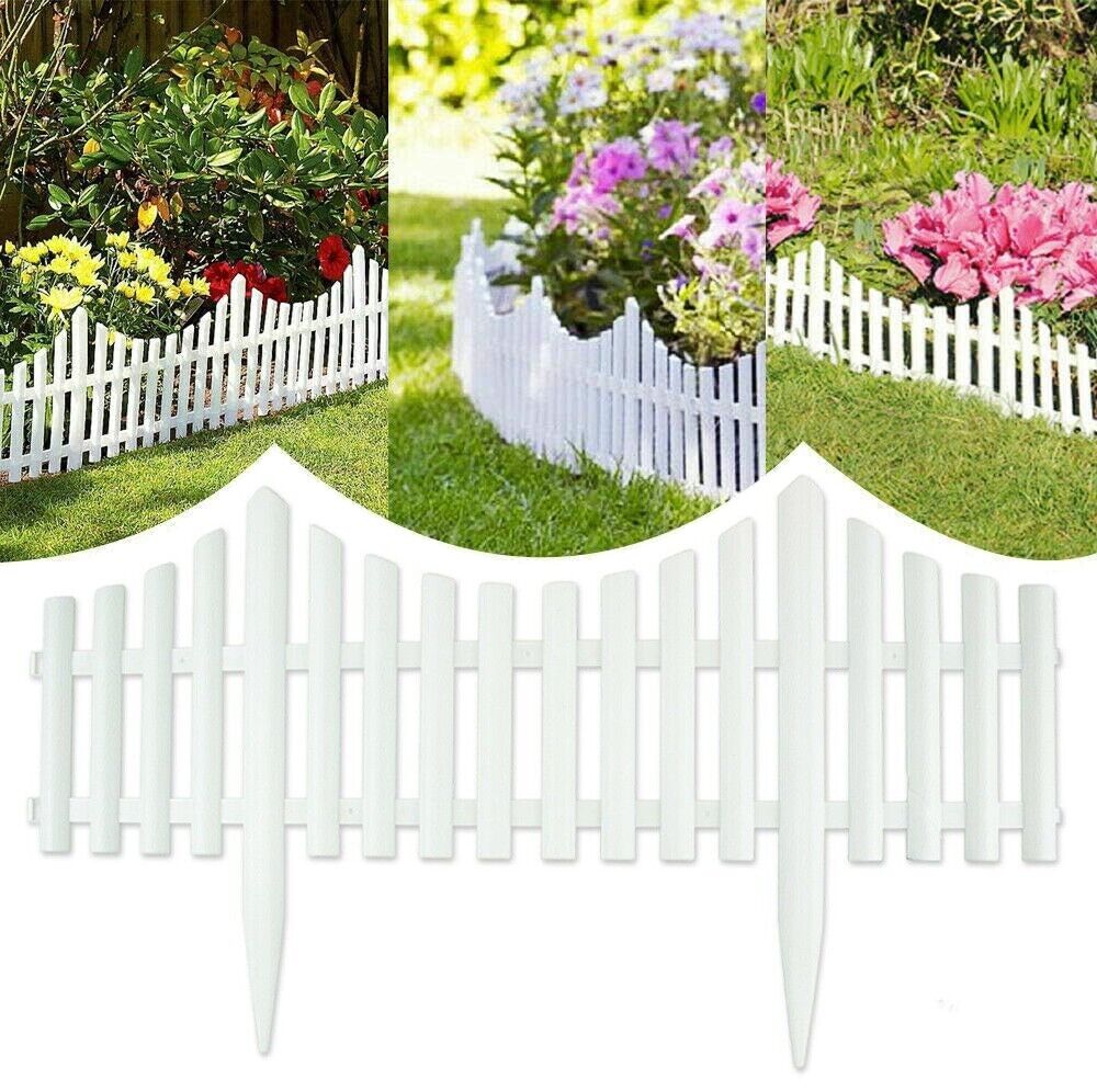 Set 6 bucati gard decorativ din plastic pentru gradina, 57.5 x 32.5 cm, alb