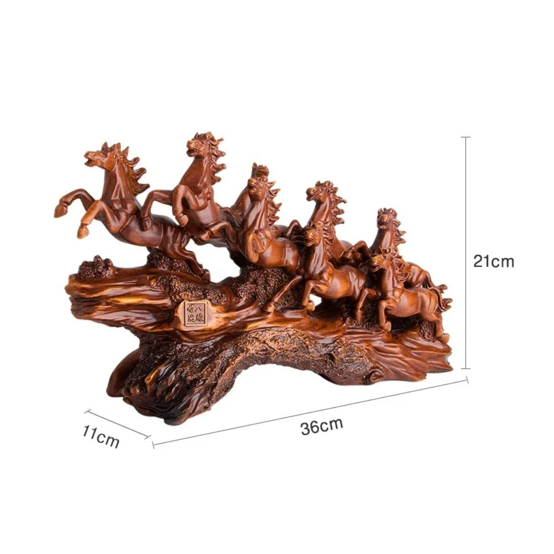 Statueta decorativa cai in alergare – rasina – design artistic premium 11 x 36 x 21 cm