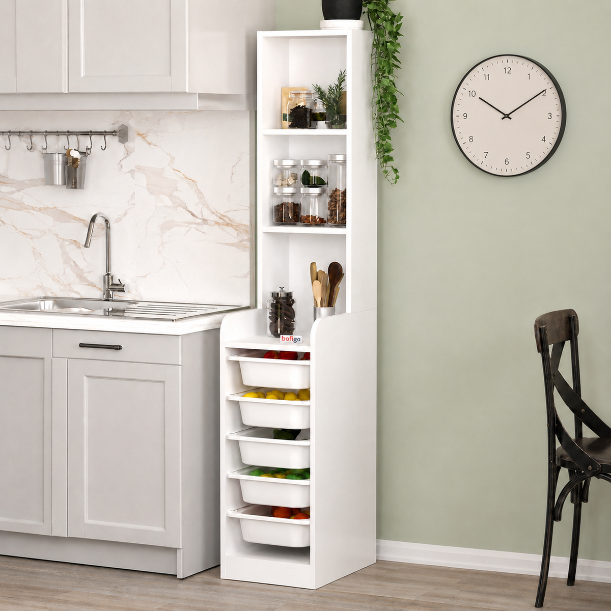 Dulap multifunctional cu 5 cosuri si 3 rafturi 178 cm