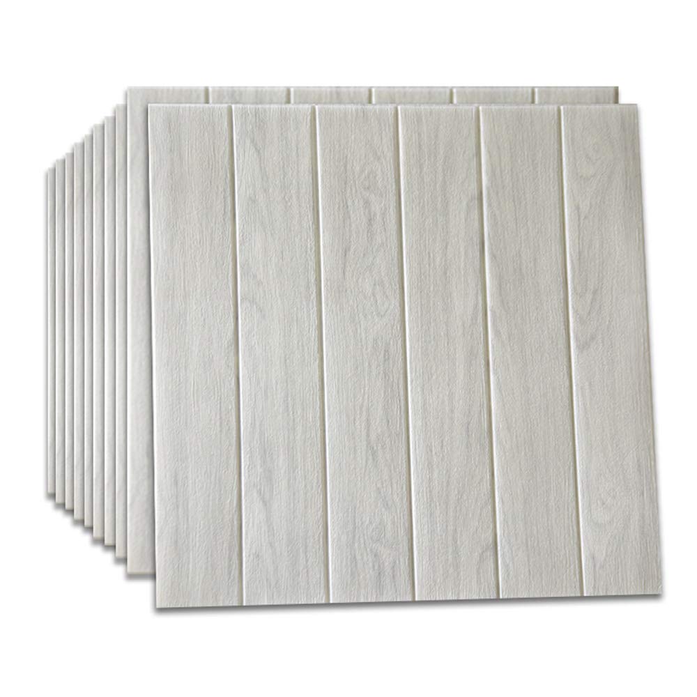 Tapet 3D Spuma Autoadeziv Rezistent la Apa Textura Lemn Alb 70x70cm - detaliu produs