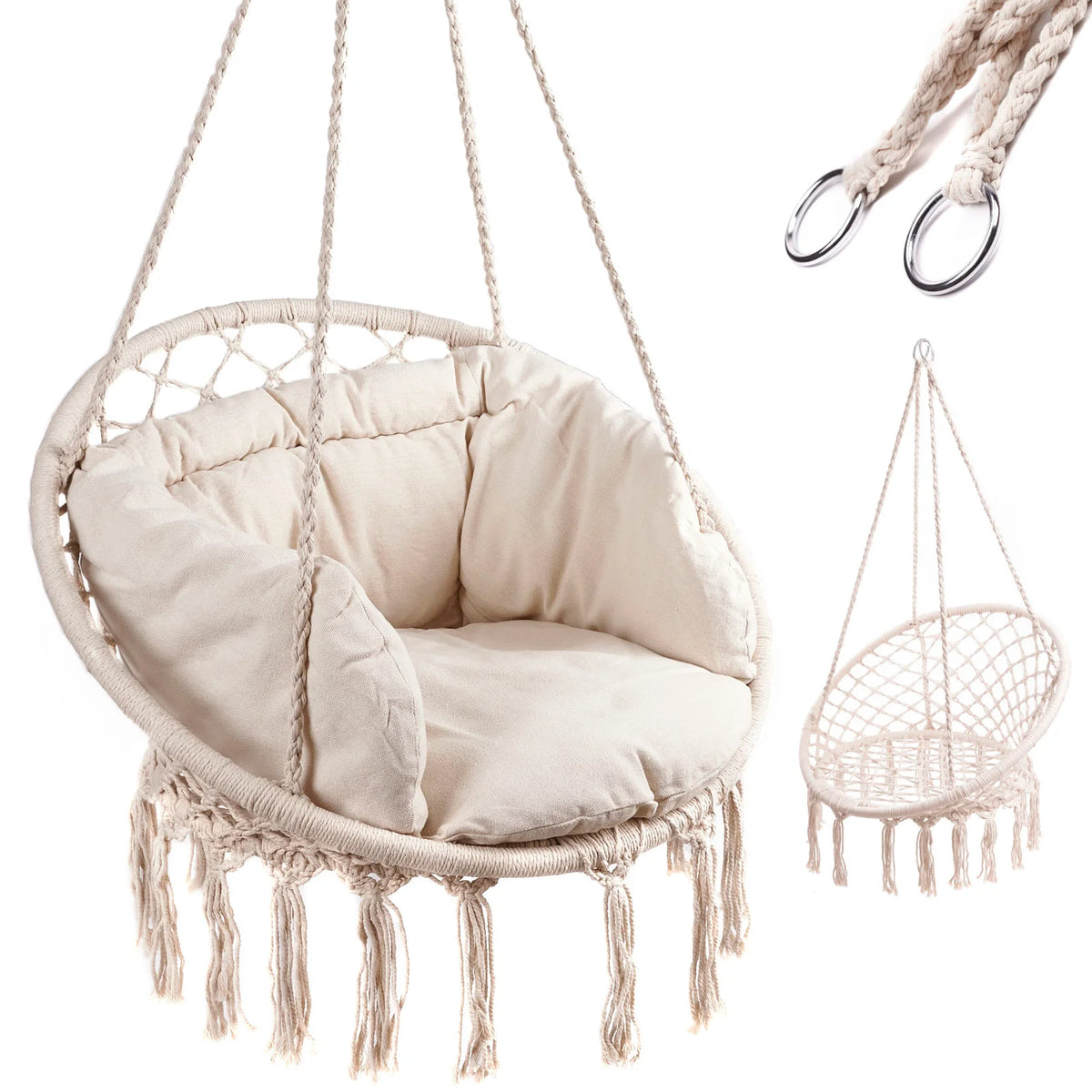 Leagan Suspendat cu Perna Diametru 80cm Sarcina 150kg Cadru Metalic - detaliu produs