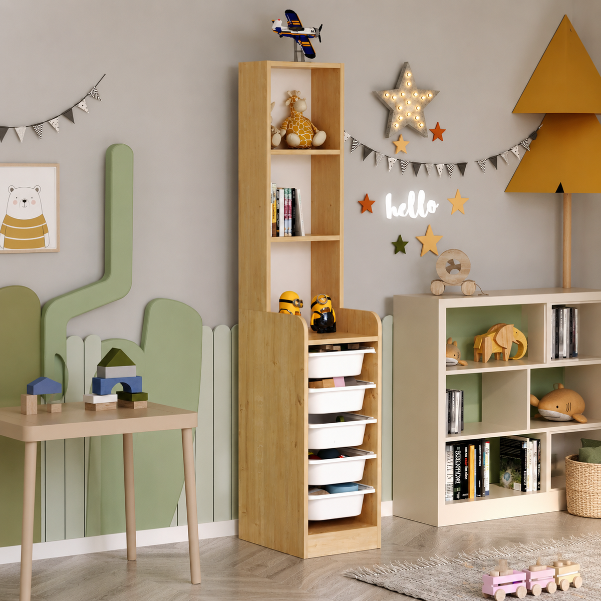 Dulap multifunctional cu 5 cosuri si 3 rafturi 178 cm