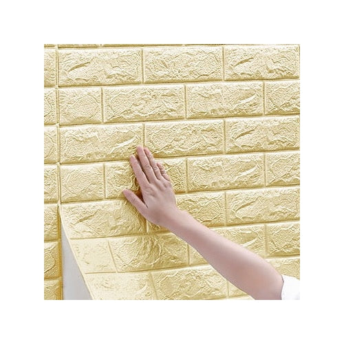Tapet 3D Autoadeziv Model Caramida Crem 70x77cm Set 10 Bucati - imagine principala