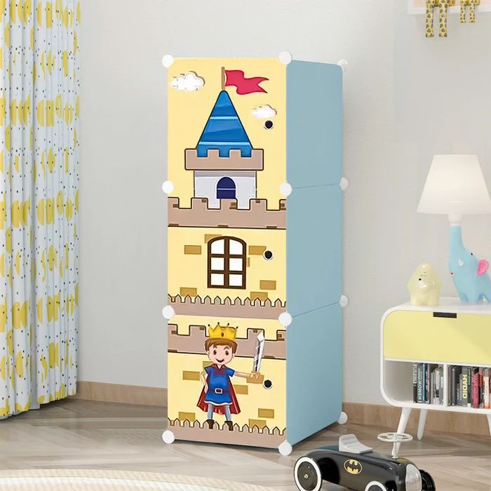 Dulap modular pentru copii, 3 rafturi, durabil, 111x37x37 cm, diferite modele