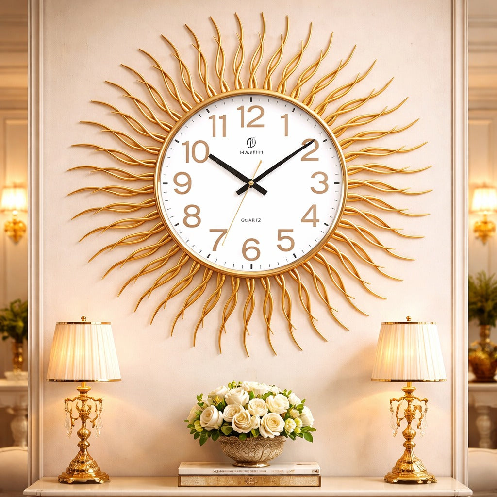 Ceas de perete model soare 69 cm decorativ fosforescent modern elegant silentios