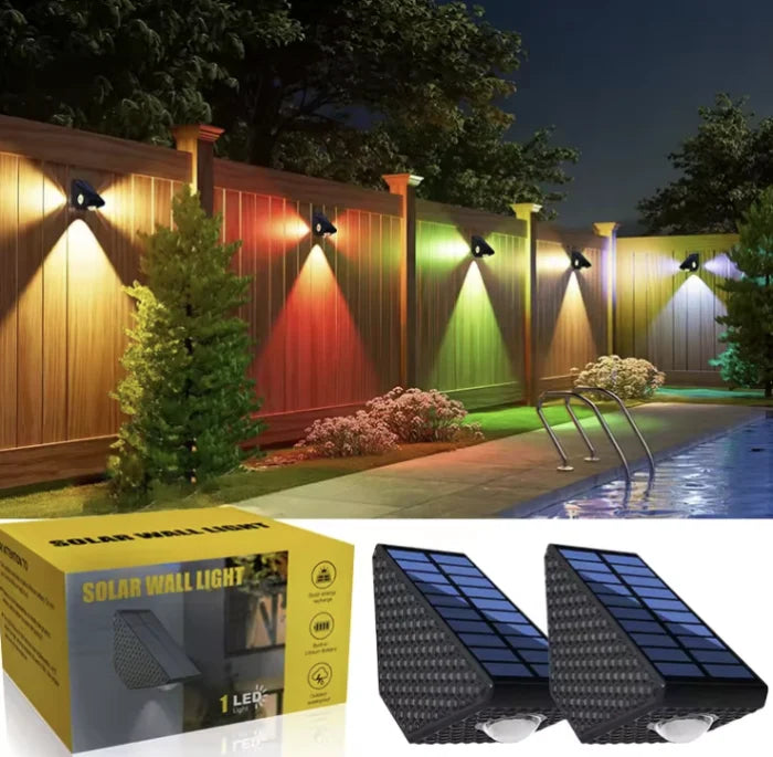 Set 2 Lampi Solare Decorative de Perete Lumina 3 Directii Multicolor Alb Rece Alb Cald - detaliu produs