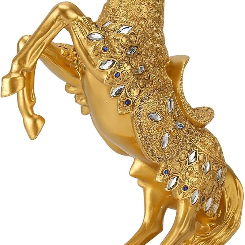 Statueta decorativa Cal cabrat – finisaj auriu / argintiu premium, 27 x 12 x 38.5 cm