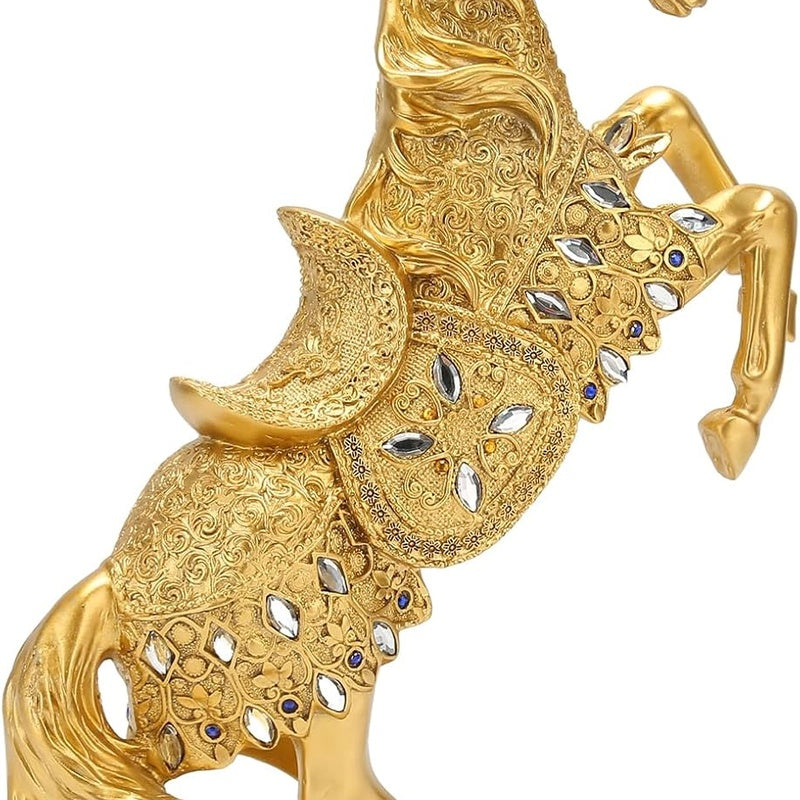 Statueta decorativa Cal cabrat – finisaj auriu / argintiu premium, 27 x 12 x 38.5 cm