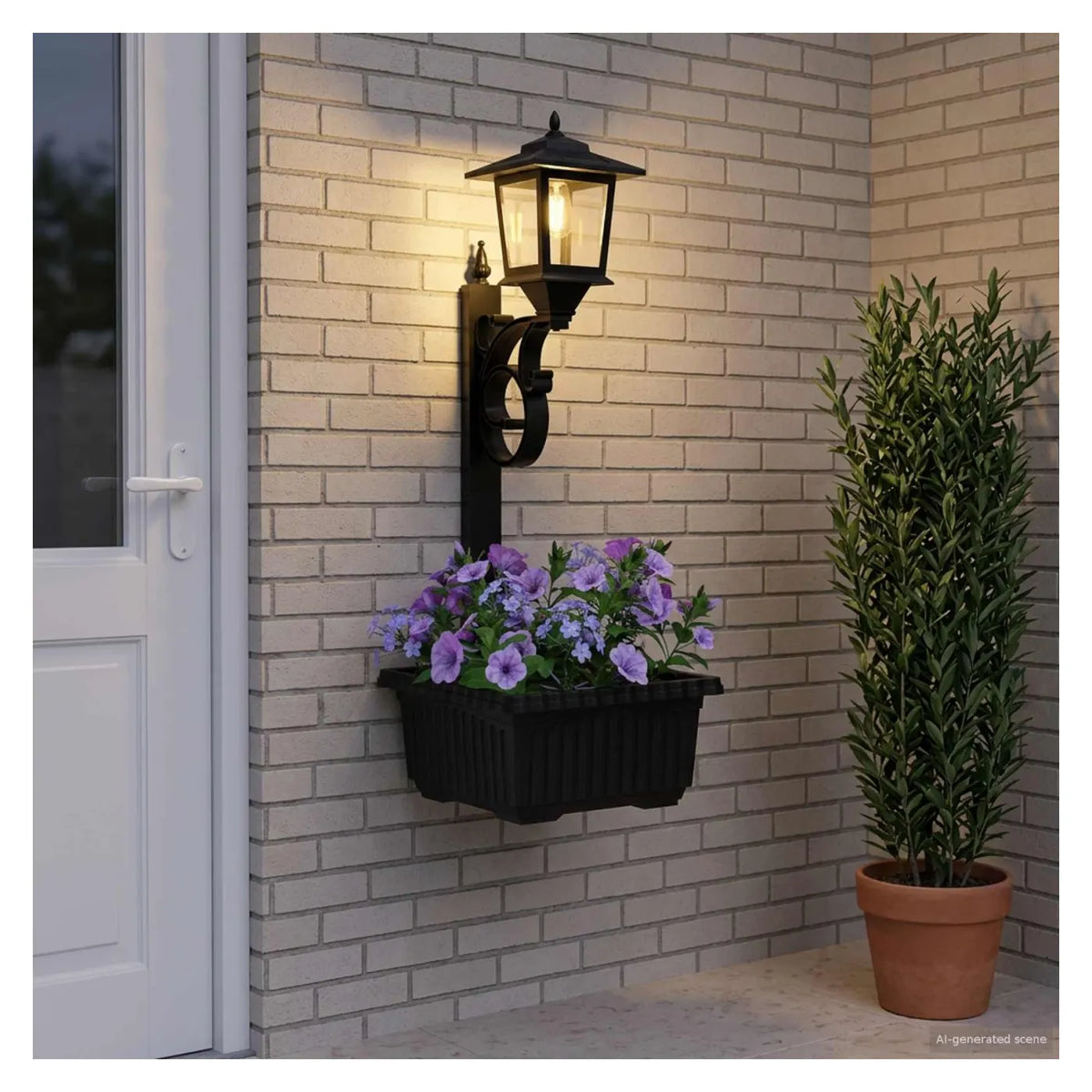 Lampă Solară de Grădină cu Jardinieră Integrată, Felinar LED și Design Decorativ – 29 × 28 × 74 cm - detaliu produs