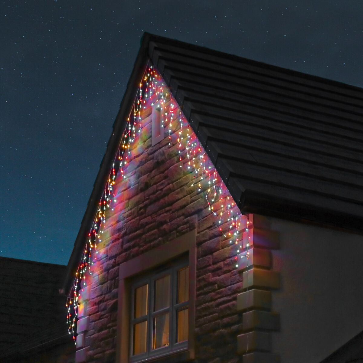 Instalatie Craciun 13 metri turturi, franjuri inegali cu 310 LED-uri