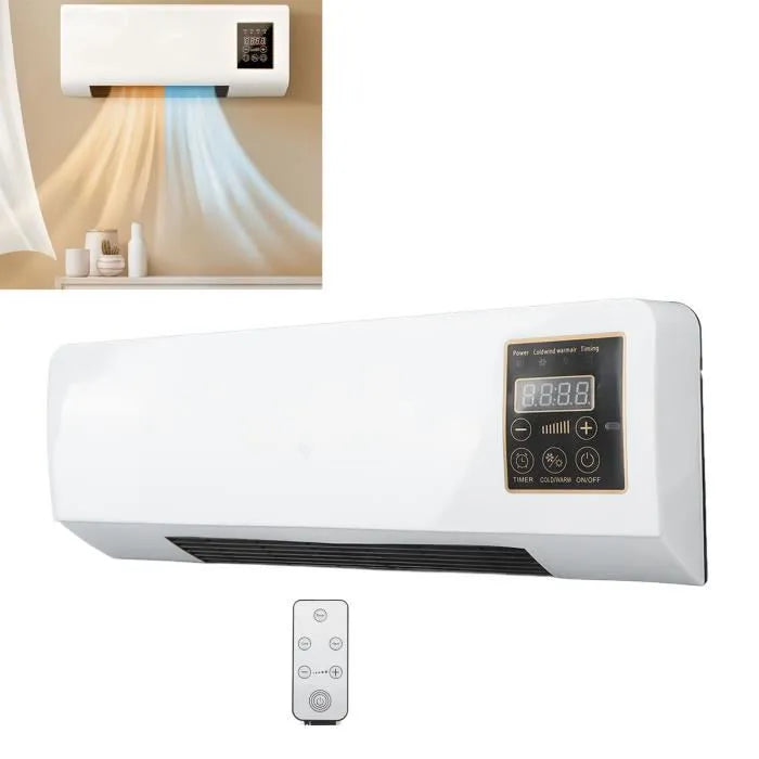 Mini aer conditionat cu ventilator, 2 in 1, 55 cm, Rece/Cald, 16 - 40 grade, 1800W, cu telecomanda, Alb
