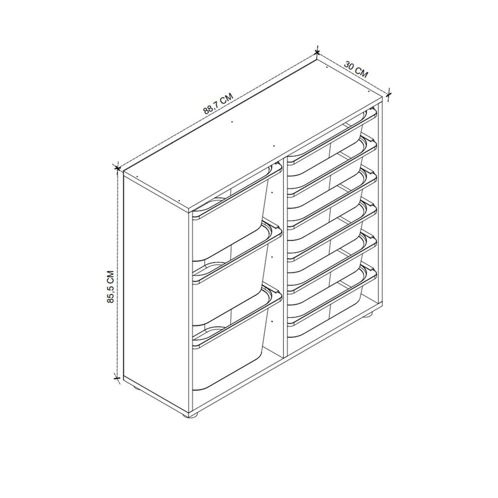 Dulap multifuncțional cu 9 coșuri, 3 nivele, 88,7 x 30 x 85,5 cm