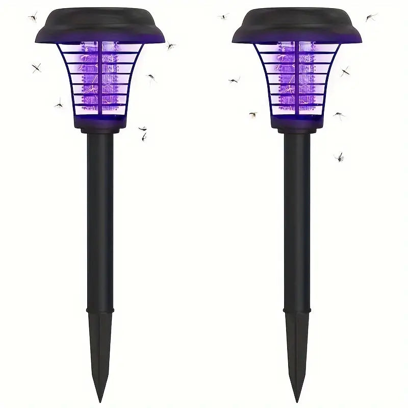 Set 2 Lampi solare LED si capcana pentru insecte, senzor de lumina, grila de siguranta, buton Off/On1/On2, 600 mAh