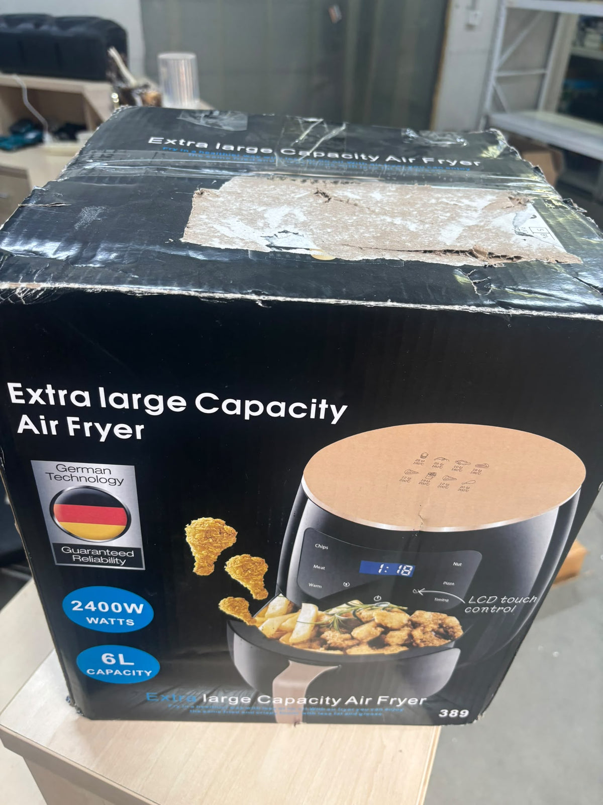 RESIGILAT — Friteuza cu aer cald, S-18 Air Fryer, 2400W, afisaj digital, LCD Touch control 6L / Negru · Acceptabil #004