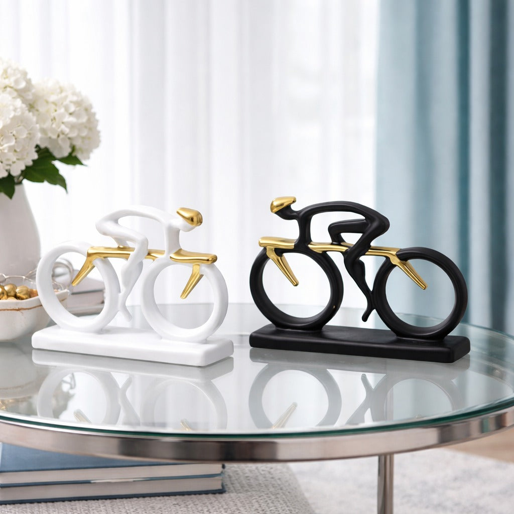 Statueta decorativa Ciclist modern din rasina 20 x 5.5 x 15 cm design premium minimalist