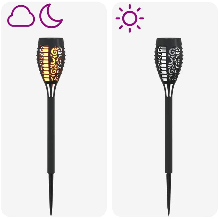 Set 10 Lampi Solare Tip Torta pentru Gradina, Efect Flacara, 47,5 cm, Negre - detaliu produs