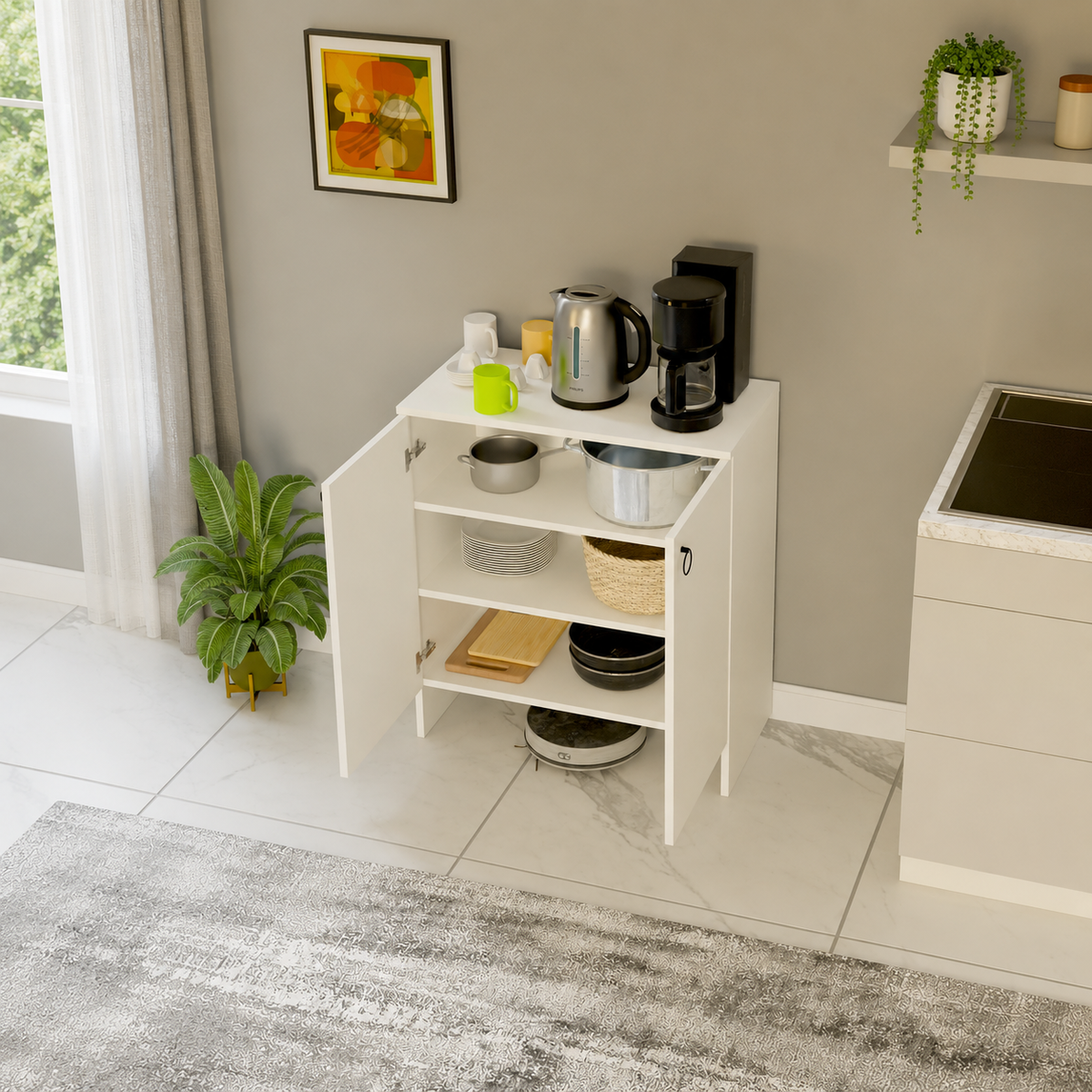 Comoda Depozitare Mobilier Alb Dulap Multiplu Organizare Casa - detaliu produs