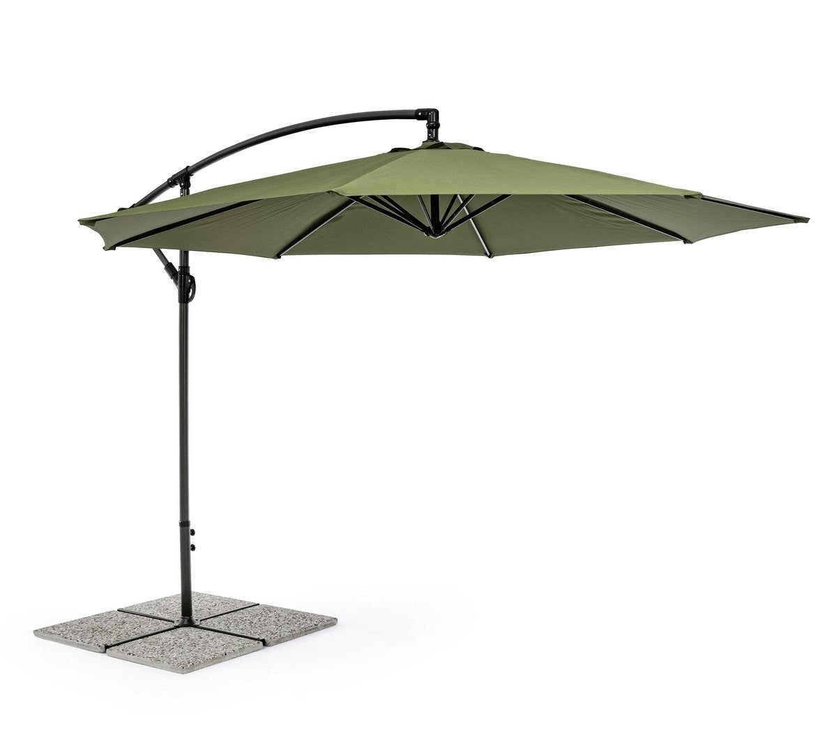 Umbrela de soare suspendata pentru gradina sau terasa, rotunda 3m X 2.5m X 2.3m, suport inclus