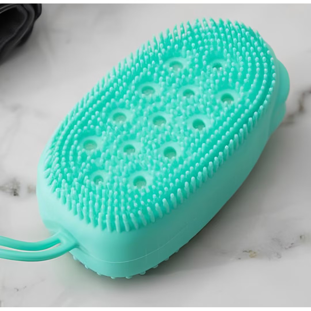 Burete Silicon De Baie Cu Bule Verde Masaj Exfoliant Piele - detaliu produs