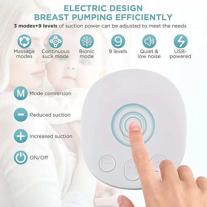 Pompa de San Electrica Dubla – 3 Moduri, 9 Niveluri, Anti-Reflux, Fara BPA, Alba, Portabila cu Alimentare USB