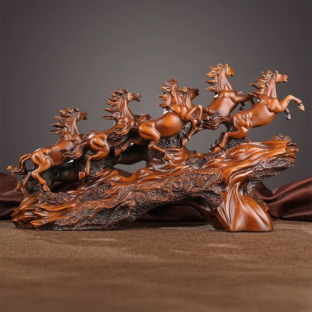 Statueta decorativa cai in alergare – rasina – design artistic premium 11 x 36 x 21 cm
