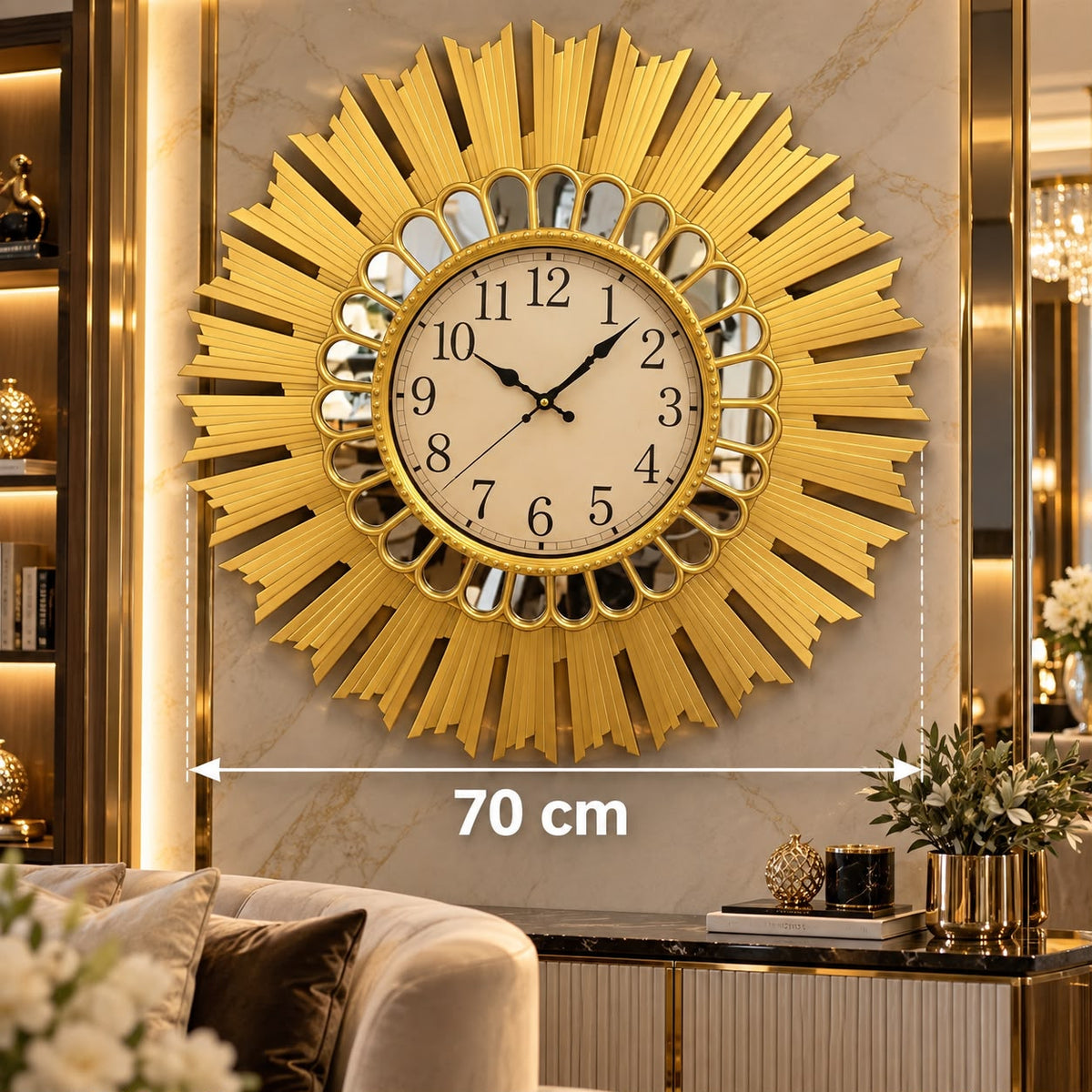 Ceas de Perete Decorativ Premium Design Elegant Mecanism Quartz 70 cm
