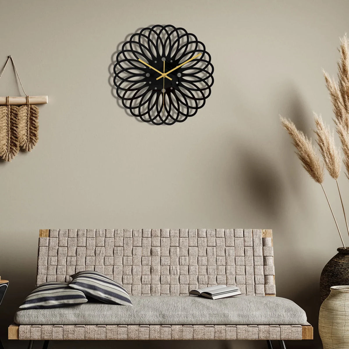 Ceas de perete 30 cm design geometric 3D modern silentios culoare neagra