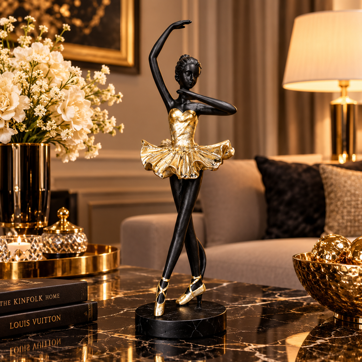Statuetă Decorativă Balerină, Rășină Finisată – 23 × 8 cm - detaliu produs