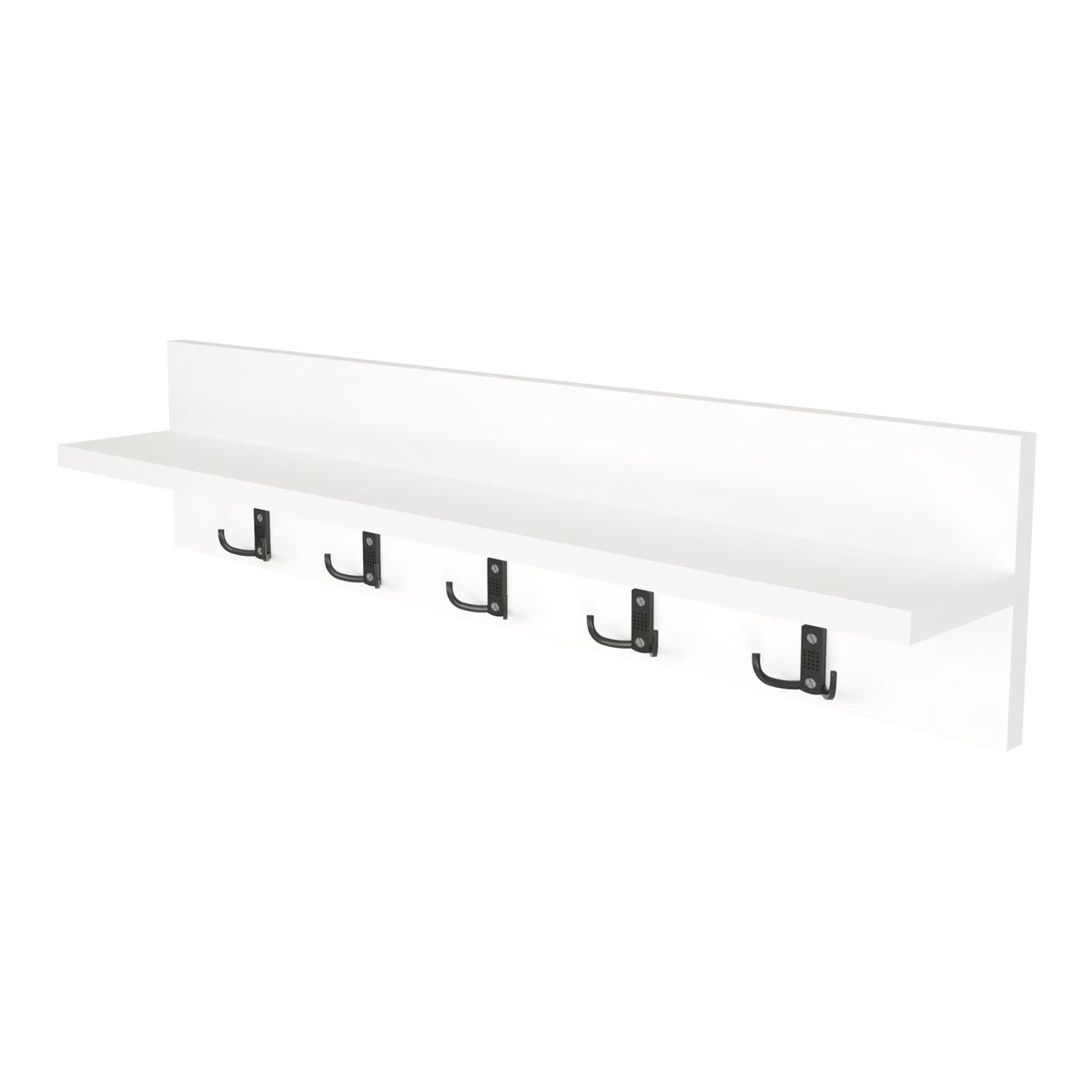 Cuier de perete cu 1 raft si 5 agatatori, montabil pe perete, 80 x 11 x 18 cm, PAL 18 mm