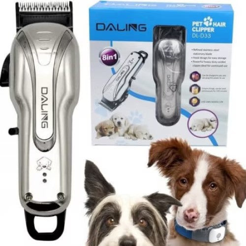 Masina de Tuns Animale, Pentru Caini, Pisici, Oi, 8 in 1, Silentioasa, Fara Fir, Autonomie 150 Minute, 4 Capete, Accesorii unghii incluse, Argintiu