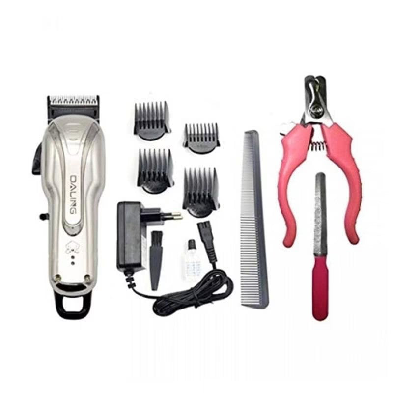 Masina de Tuns Animale, Pentru Caini, Pisici, Oi, 8 in 1, Silentioasa, Fara Fir, Autonomie 150 Minute, 4 Capete, Accesorii unghii incluse, Argintiu