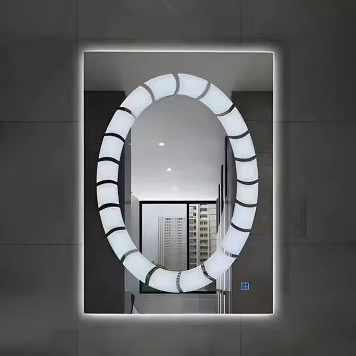 Oglinda led ovala premium 60x80, cu touch, dezaburire si lumina reglabila